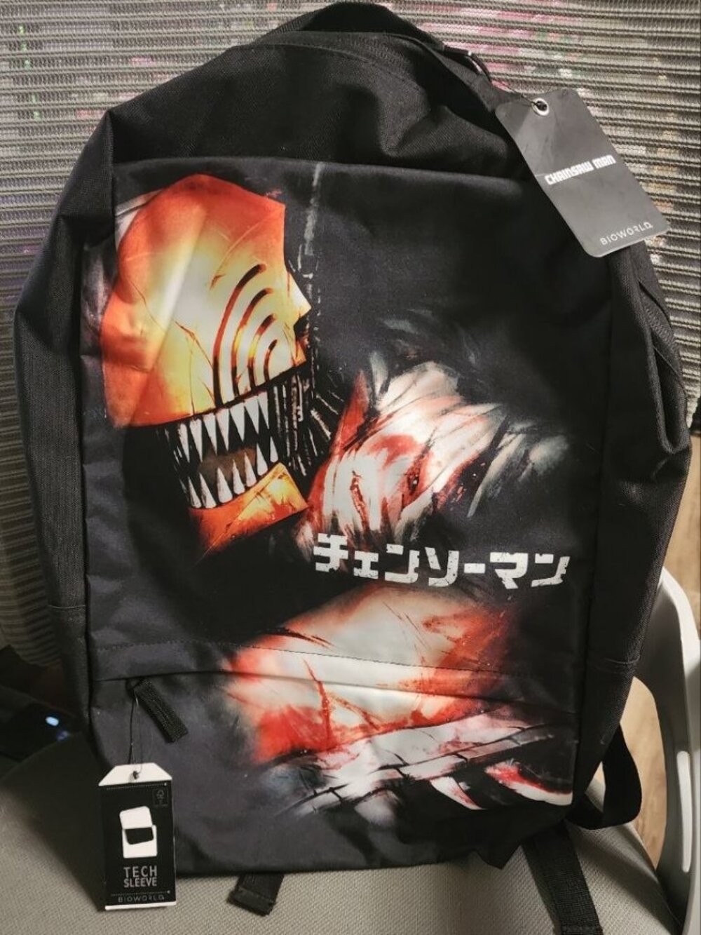Bioworld Black Backpack with Orange and White Graphic - Chainsaw Man
